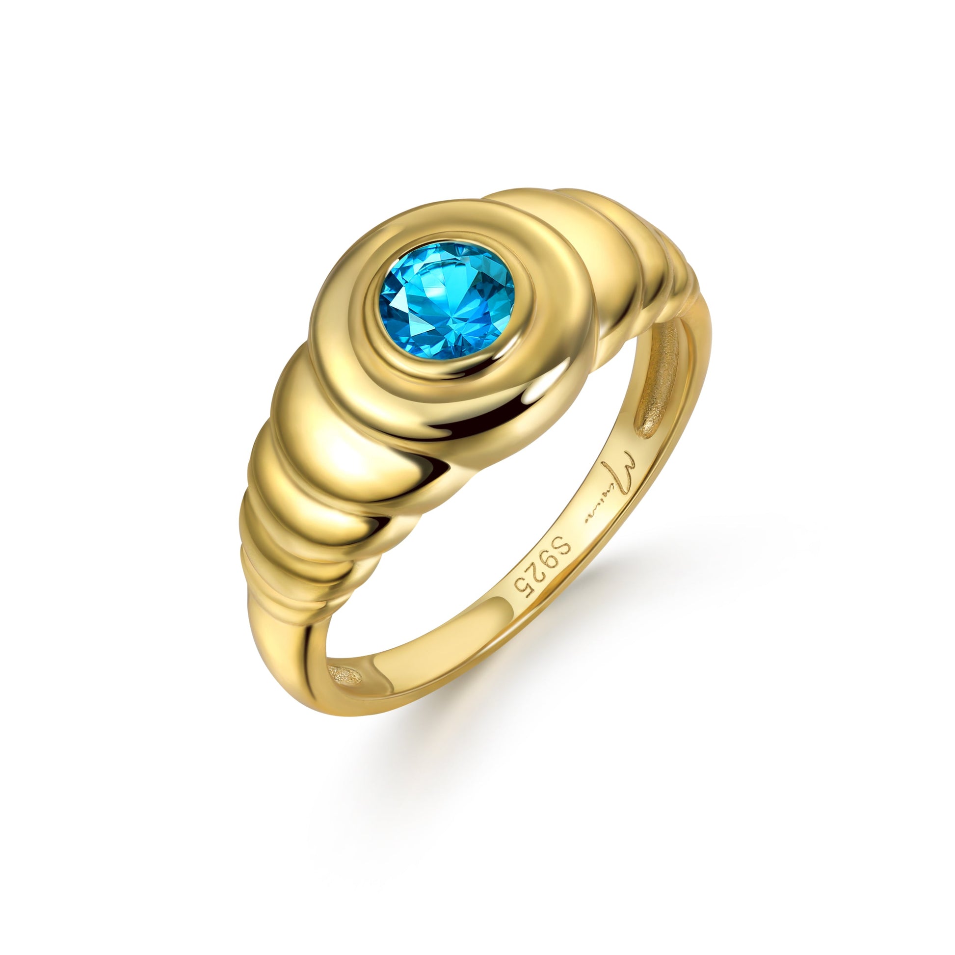Celeste Ring 18k gold vermeil sterling silver with blue topaz gemstone