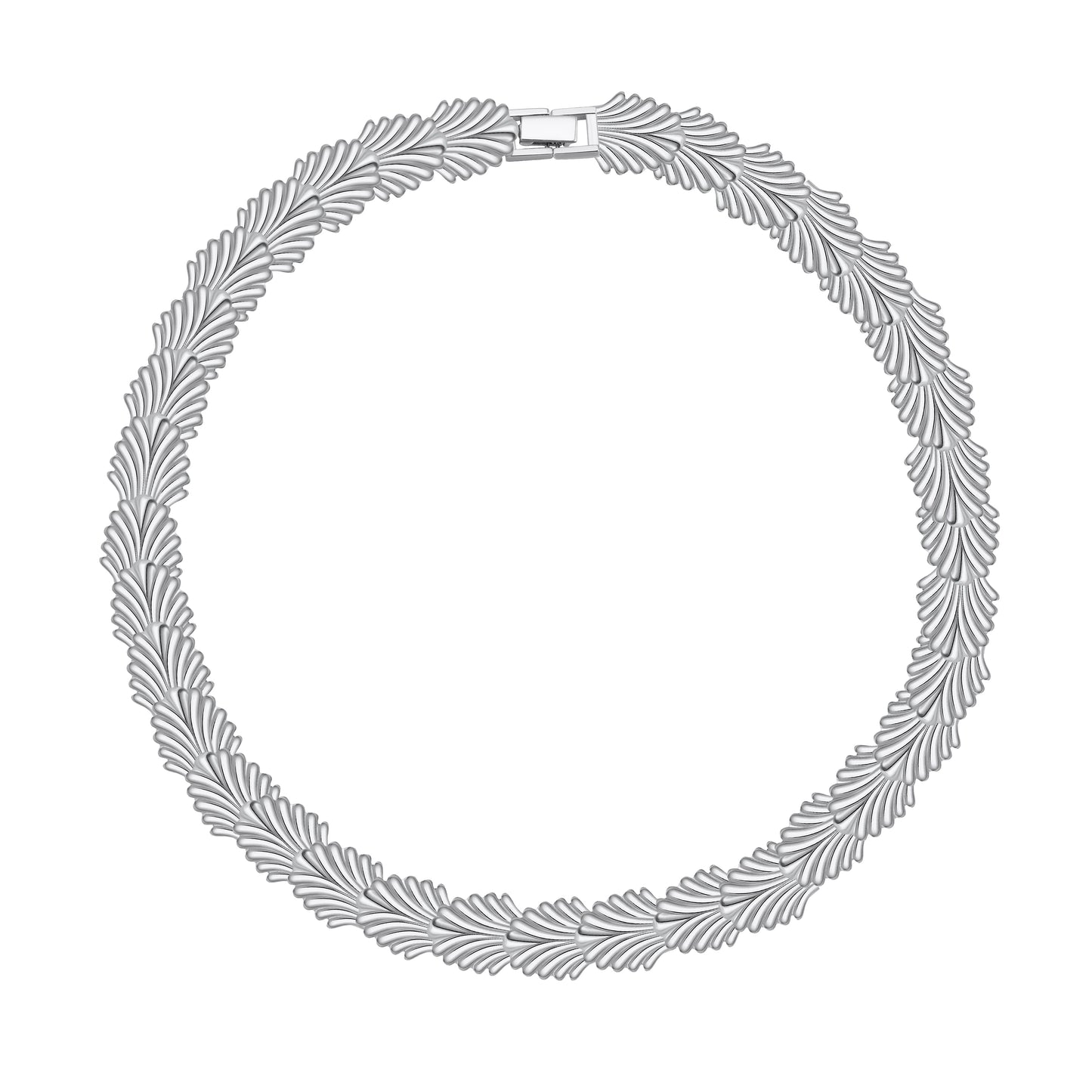 Elegant palm link necklace featuring interconnected palm-shaped links, crafted from high-quality sterling silver, designed for versatile layering and everyday elegance.