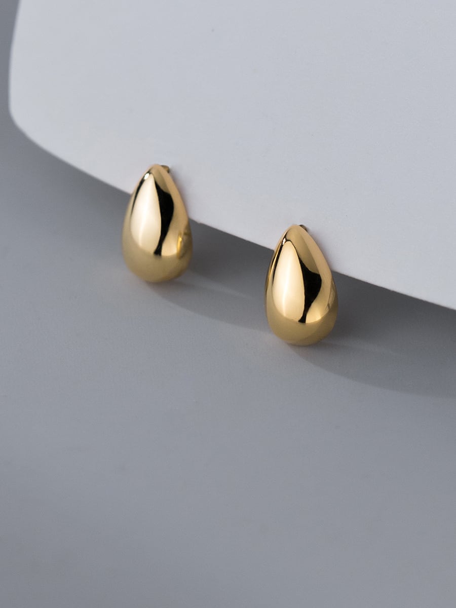 Drop-Shaped Gold Earrings
