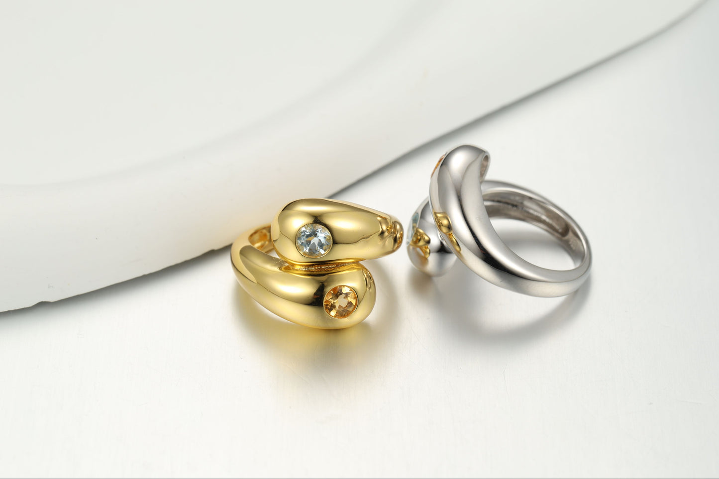 Twin Waterdrop Cocktail Ring