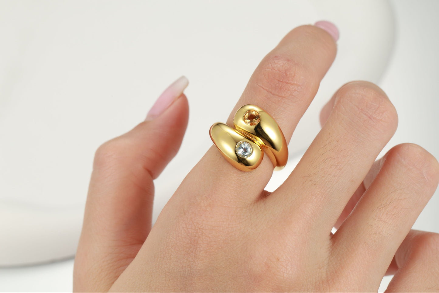 Twin Waterdrop Cocktail Ring