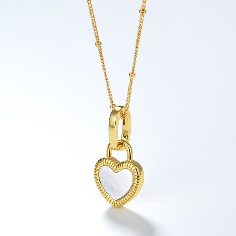 Mother of Pearl and Black Onyx Heart Necklace