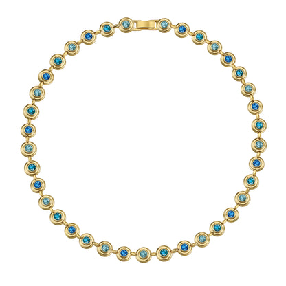 Luminous Tides Necklace with lab-created aquamarine and 18K gold filled brass in a flowing, sculptural design