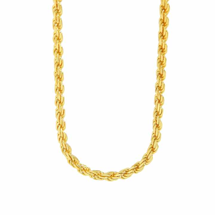 Chunky Classic Rope Chain in 18K gold plating, 18-inch length, 3.4mm thickness.