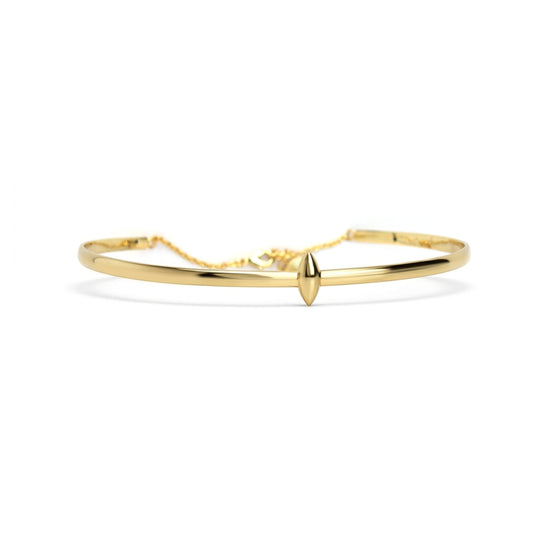 Elegant Liquid Collar necklace with marquise centerpiece on polished brass and 18K gold filled sculptural design