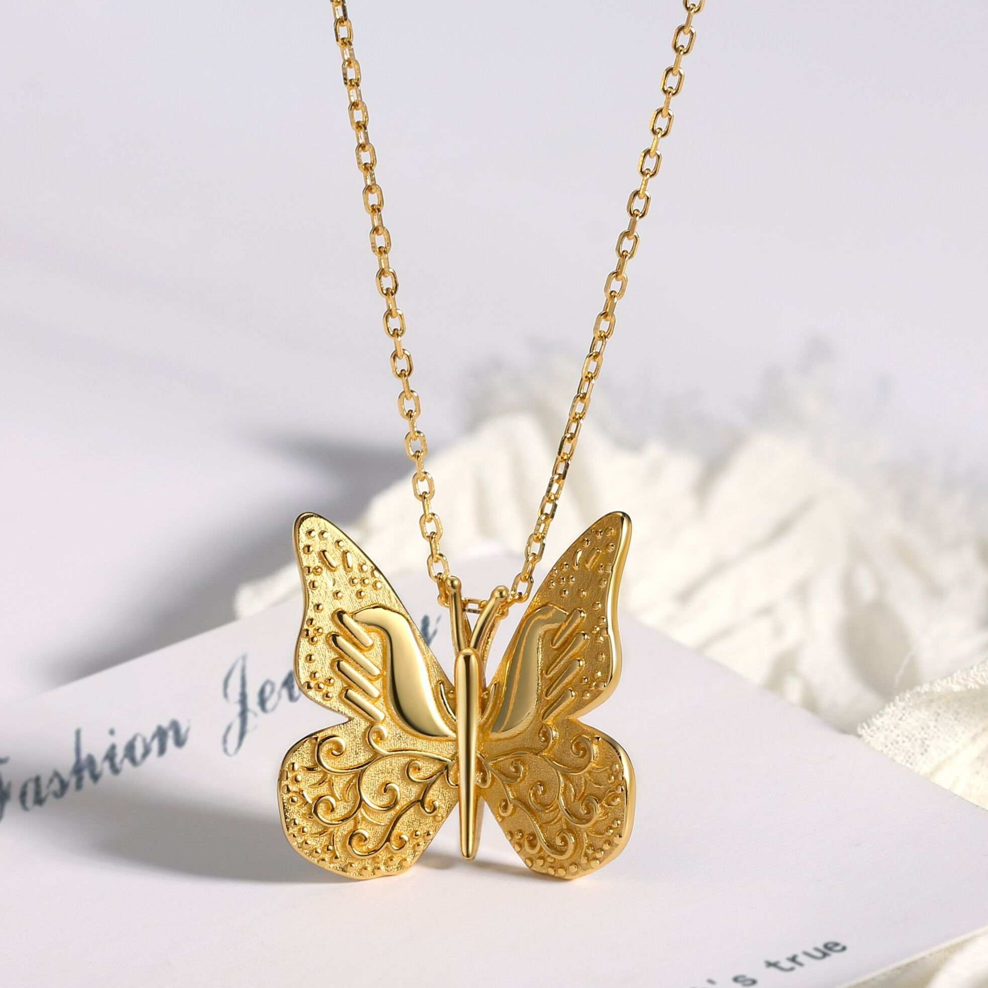 Butterfly Necklace Dainty Delicate Subtle Minimalist Fashion Jewellery –  éclater jewellery