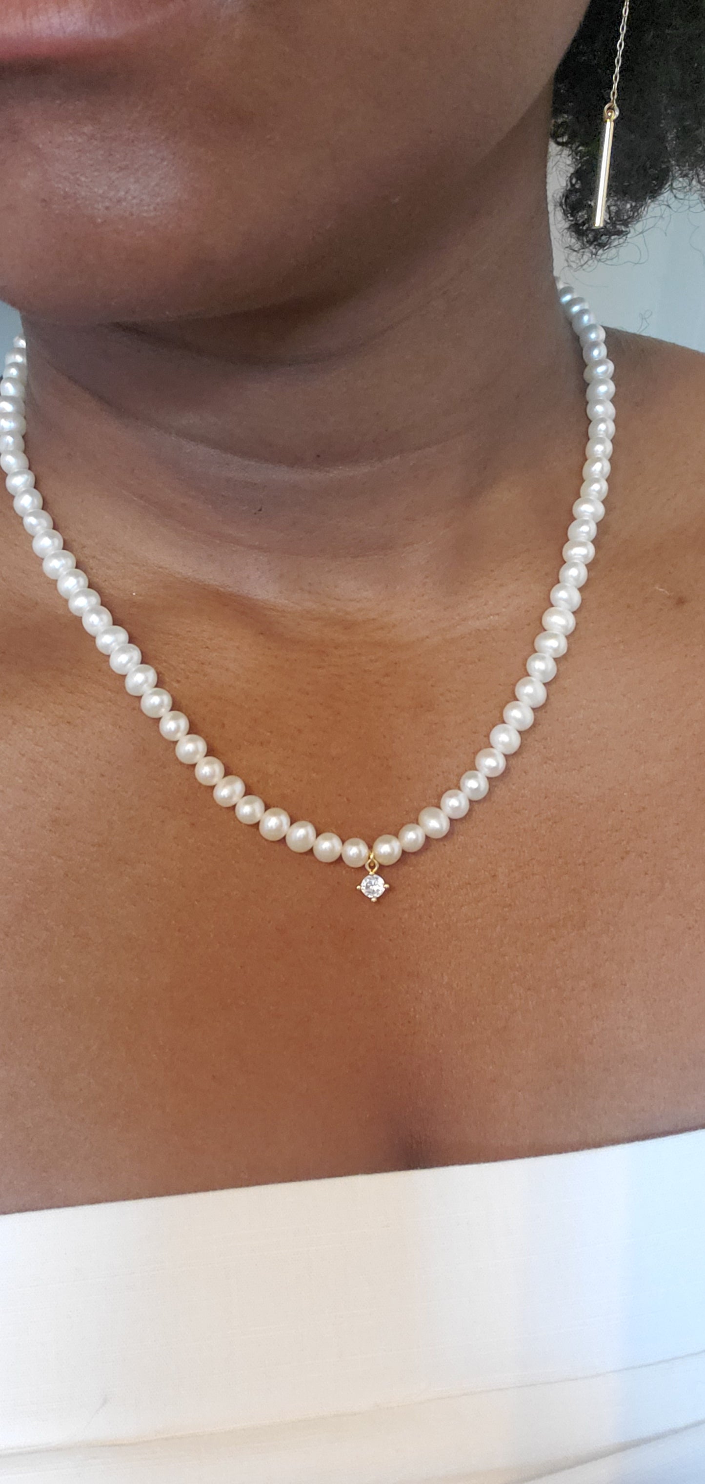 Pearl Necklace with Cubic CZ
