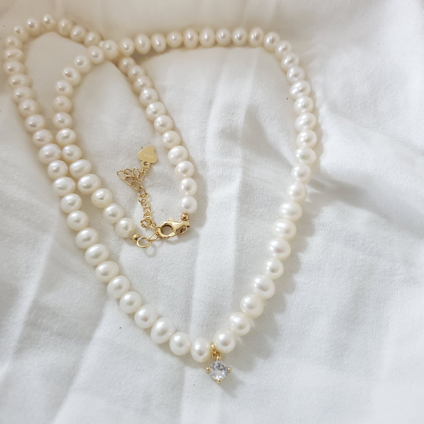 Pearl Necklace with Cubic CZ